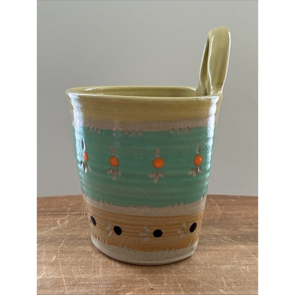 Studio Art Pottery Wall Pocket Hanging Vase Pot Decor Handcrafted Beach Colorful - Picture 3 of 5